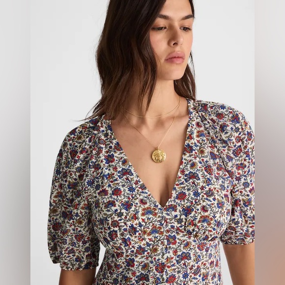 Puff-Sleeve Empire Maxi Dress Madewell Sz 2 - Picture 4 of 7